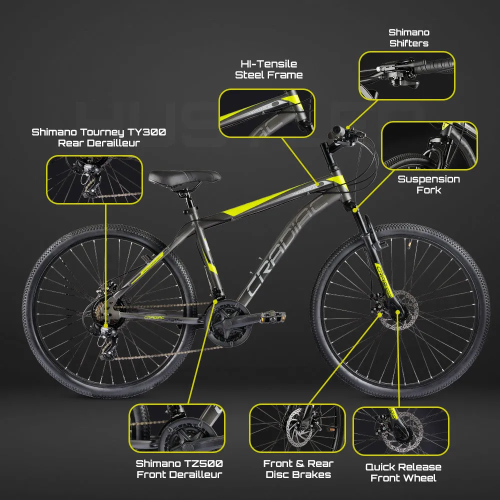 Hustler 21 Speed 26 T Hybrid Cycle/ City Bike (21 Gear, Grey)