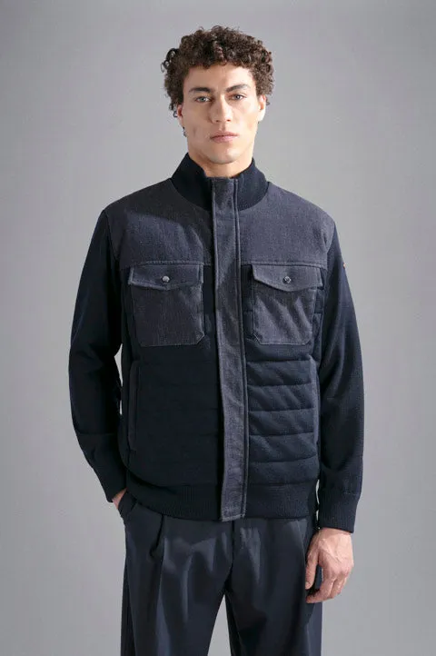 Hybrid Full Zip Sweater Wool and Denim 14311207