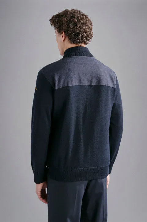 Hybrid Full Zip Sweater Wool and Denim 14311207