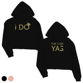 I Do She Said Yas-GOLD Womens Crop Hoodie Cute Wonderful Wedding