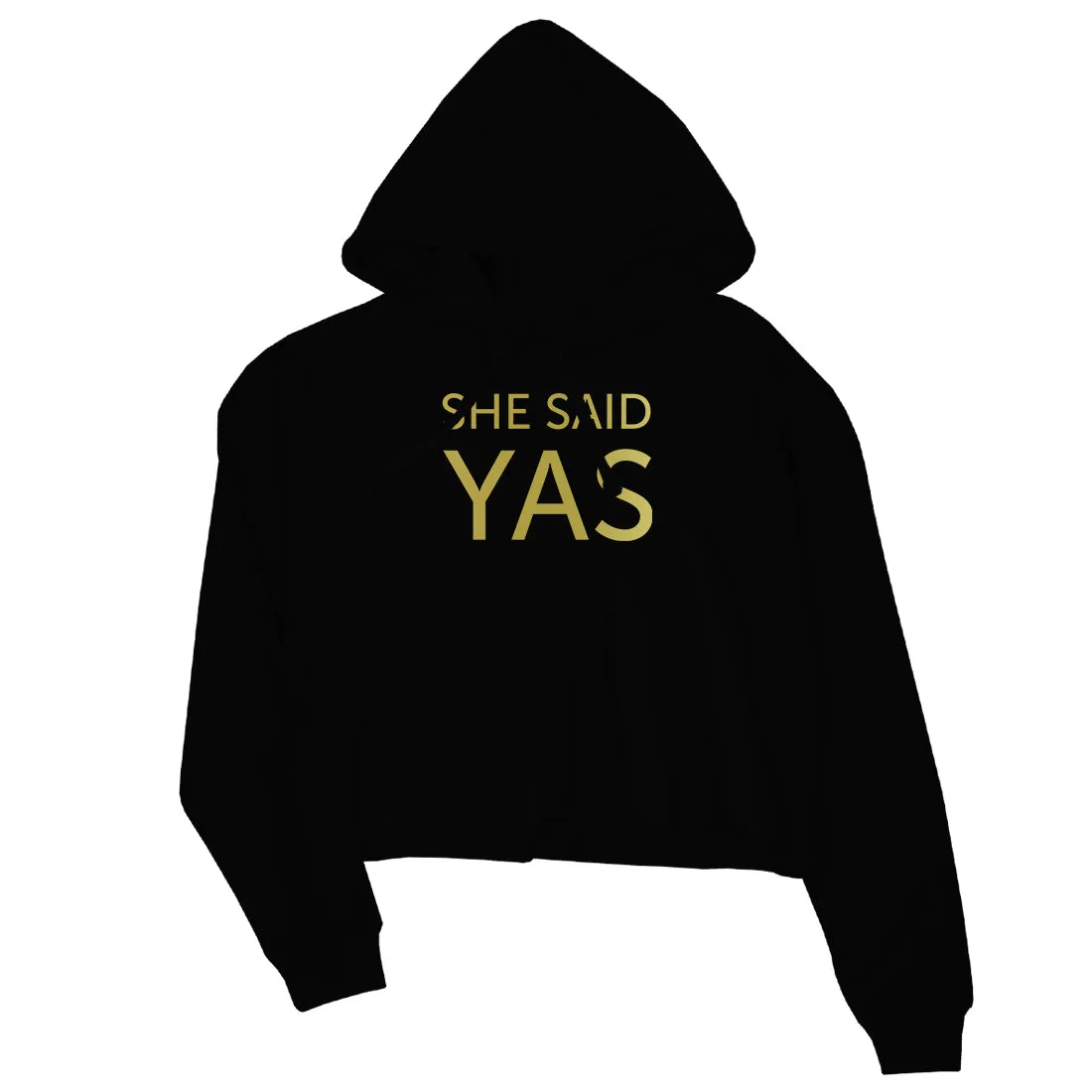 I Do She Said Yas-GOLD Womens Crop Hoodie Cute Wonderful Wedding