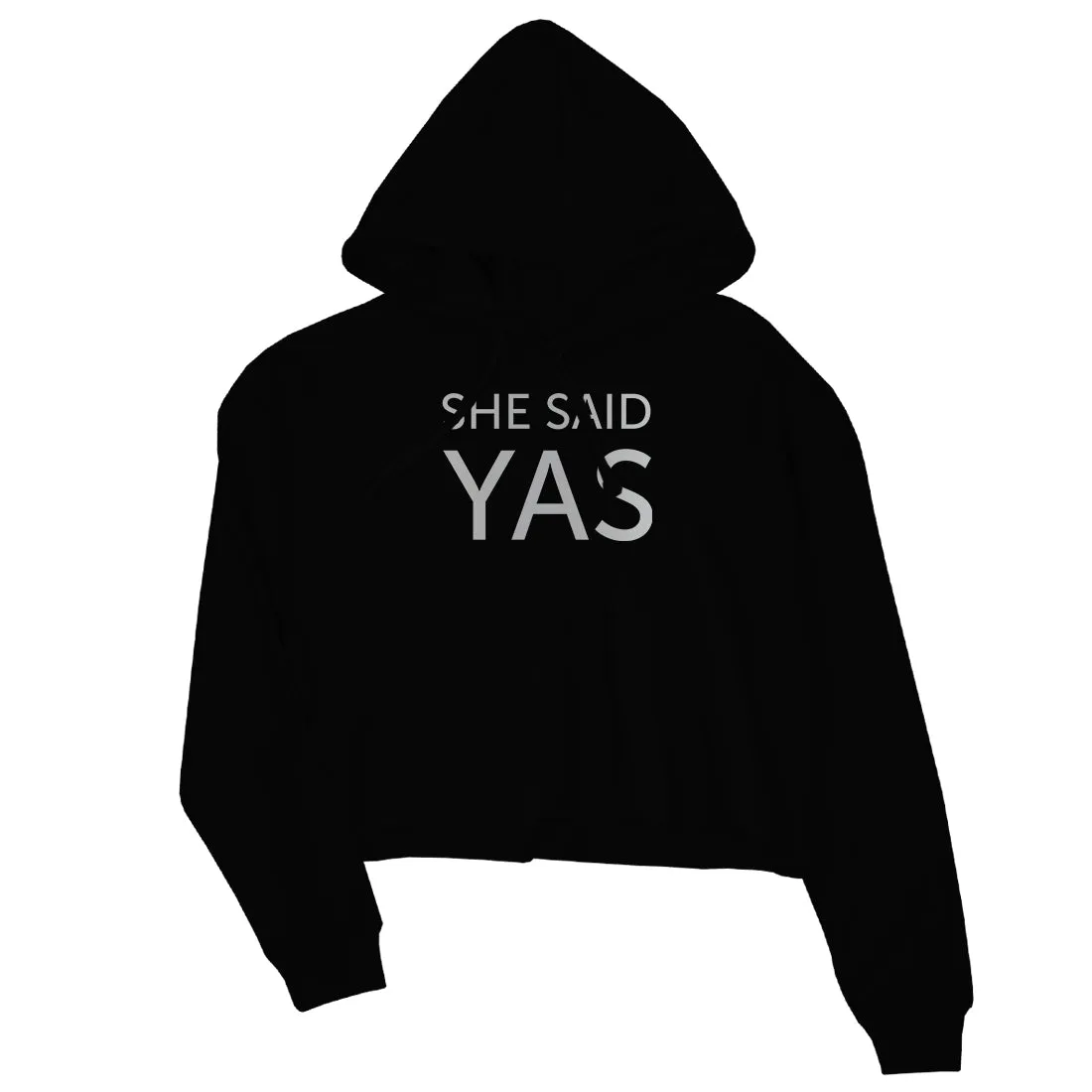 I Do She Said Yas-SILVER Womens Crop Hoodie Wholesome Bridal Gift