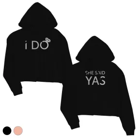 I Do She Said Yas-SILVER Womens Crop Hoodie Wholesome Bridal Gift