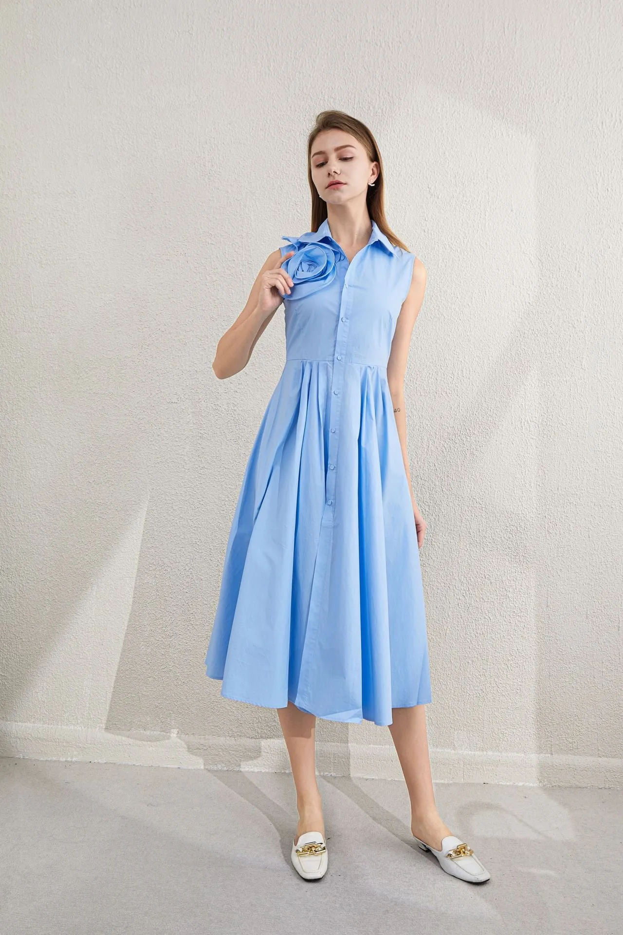 IKEARLAX European and American Foreign Trade  Exclusive for Cross-Border  New Cotton Sleeveless Waist A- line Dress Summer Skirt