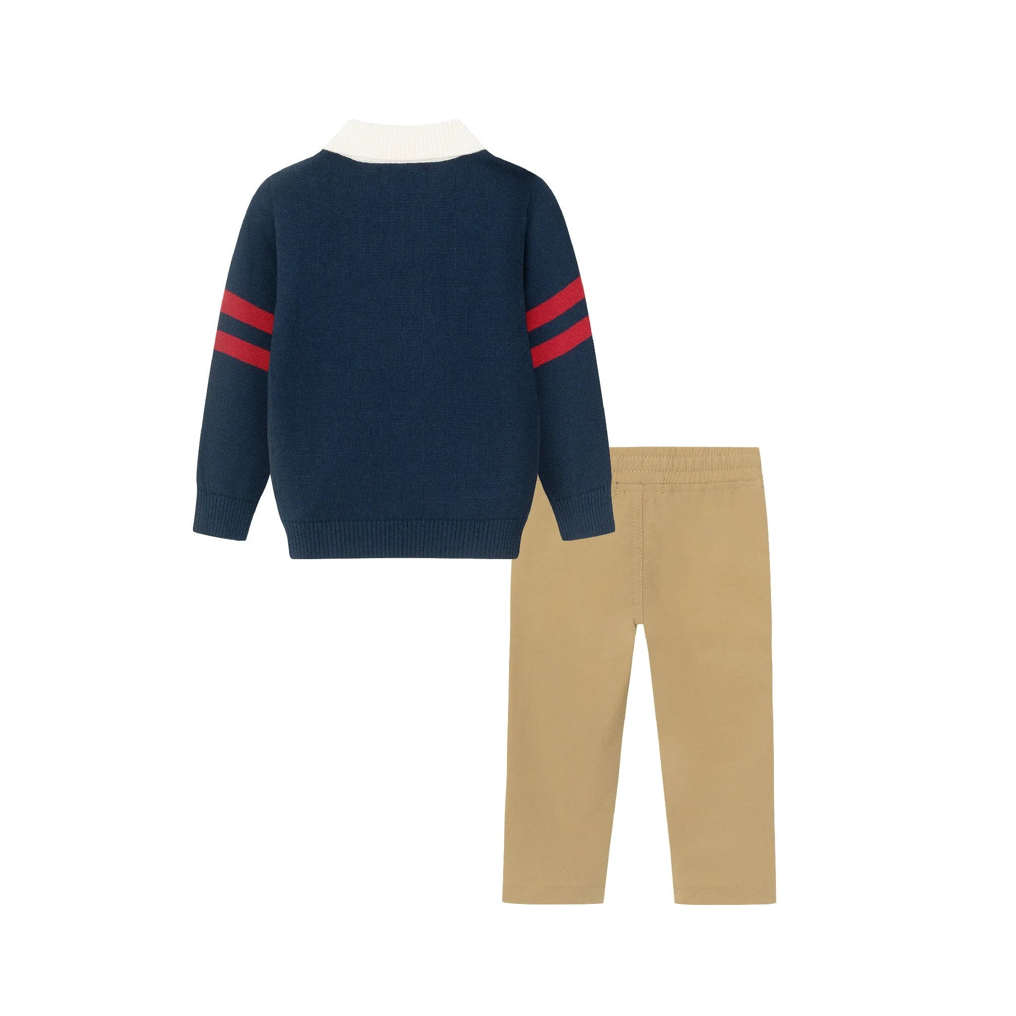 Infant 2-Piece Collared Sweater & Hybrid Pant | Navy & Cognac