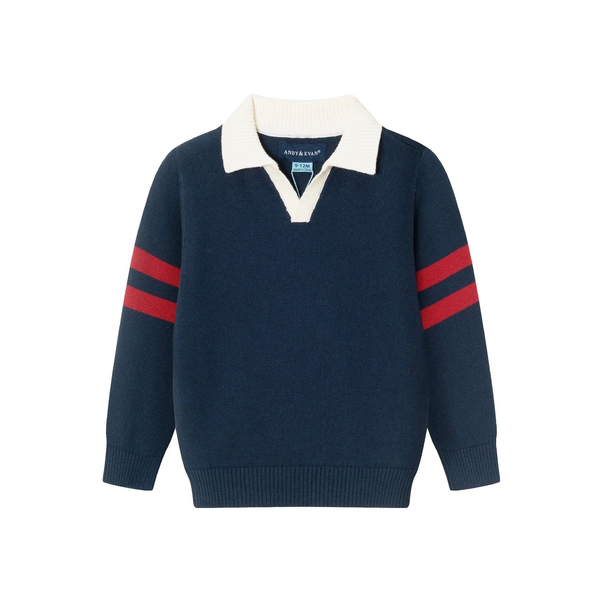 Infant 2-piece Collared Sweater & Hybrid Pant | Navy & Cognac