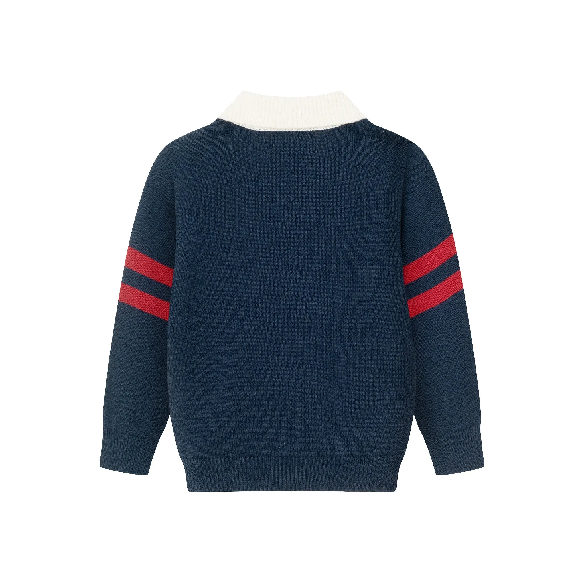 Infant 2-piece Collared Sweater & Hybrid Pant | Navy & Cognac