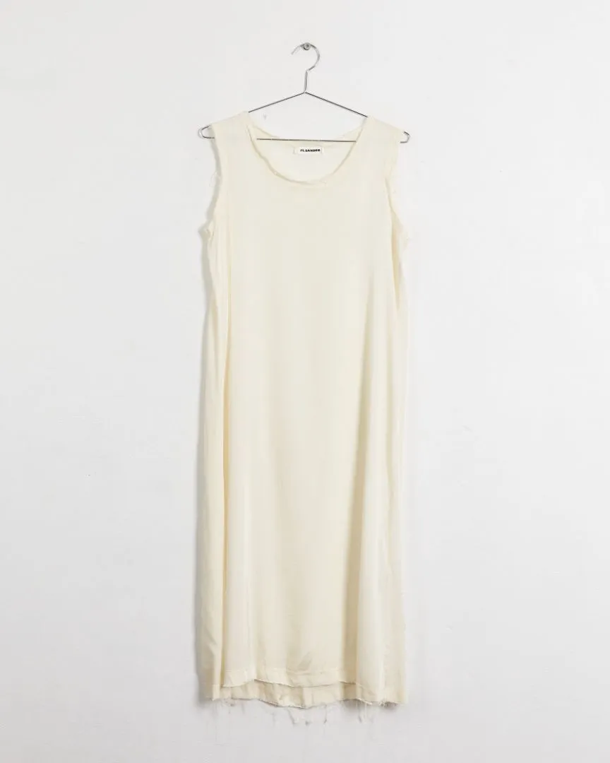 Jil Sander raw edge slip dress, butter, 8