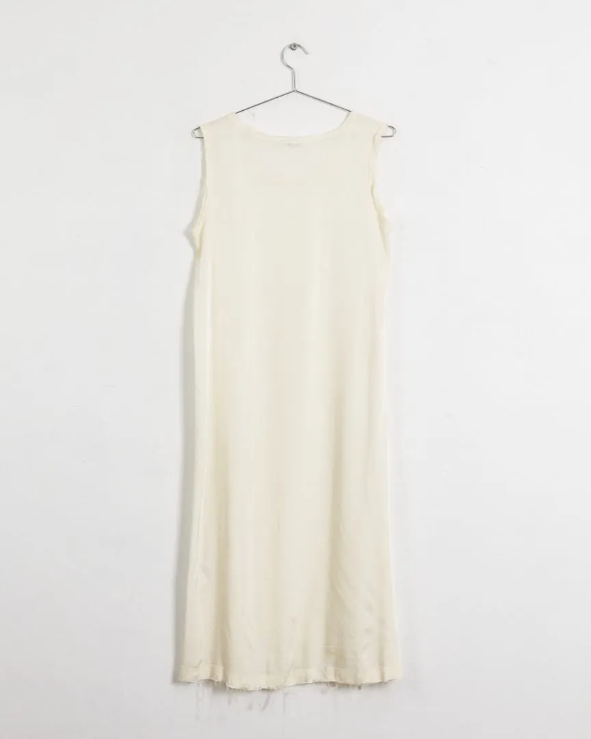 Jil Sander raw edge slip dress, butter, 8