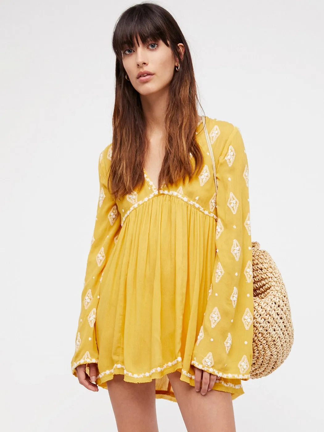 Jillian Embroidered Boho Mini Dress