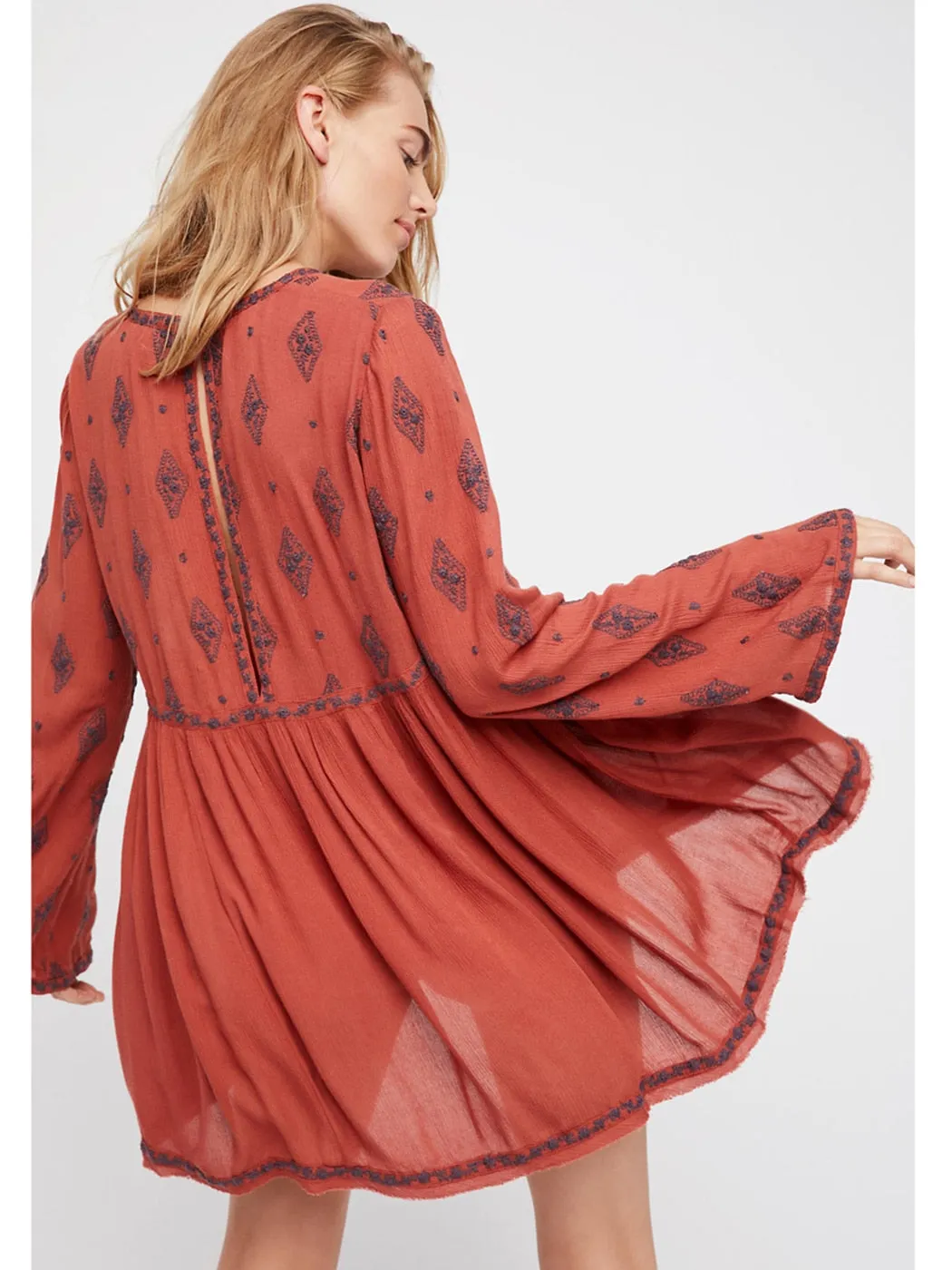 Jillian Embroidered Boho Mini Dress