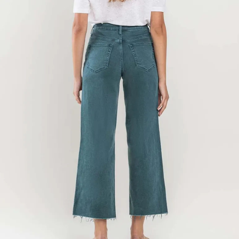 Julie High Rise Crop Wide Leg Jeans in Balsam