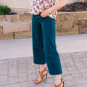 Julie High Rise Crop Wide Leg Jeans in Balsam