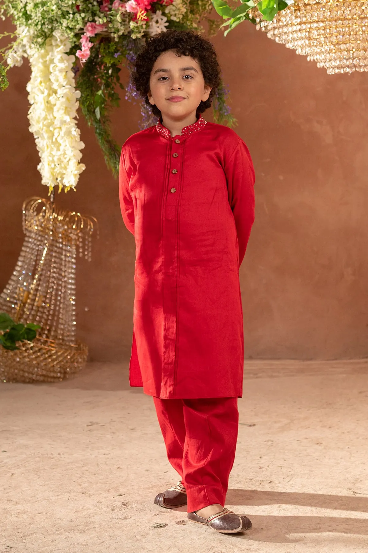 Kian -

 Embroidered Nehru Jacket and Vegan Silk Kurta Trouser Set