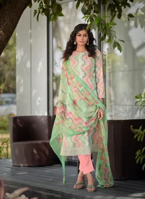 Kilory Lawn Cotton Unstitched Suit Set with Chiffon Dupatta