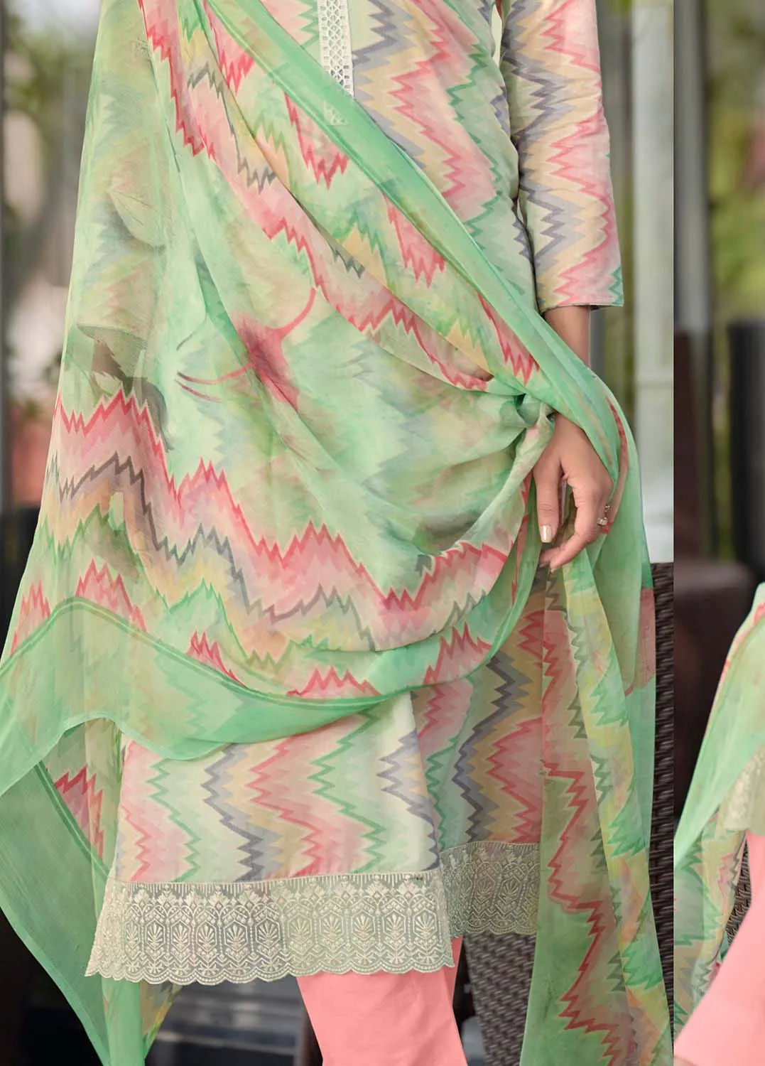 Kilory Lawn Cotton Unstitched Suit Set with Chiffon Dupatta