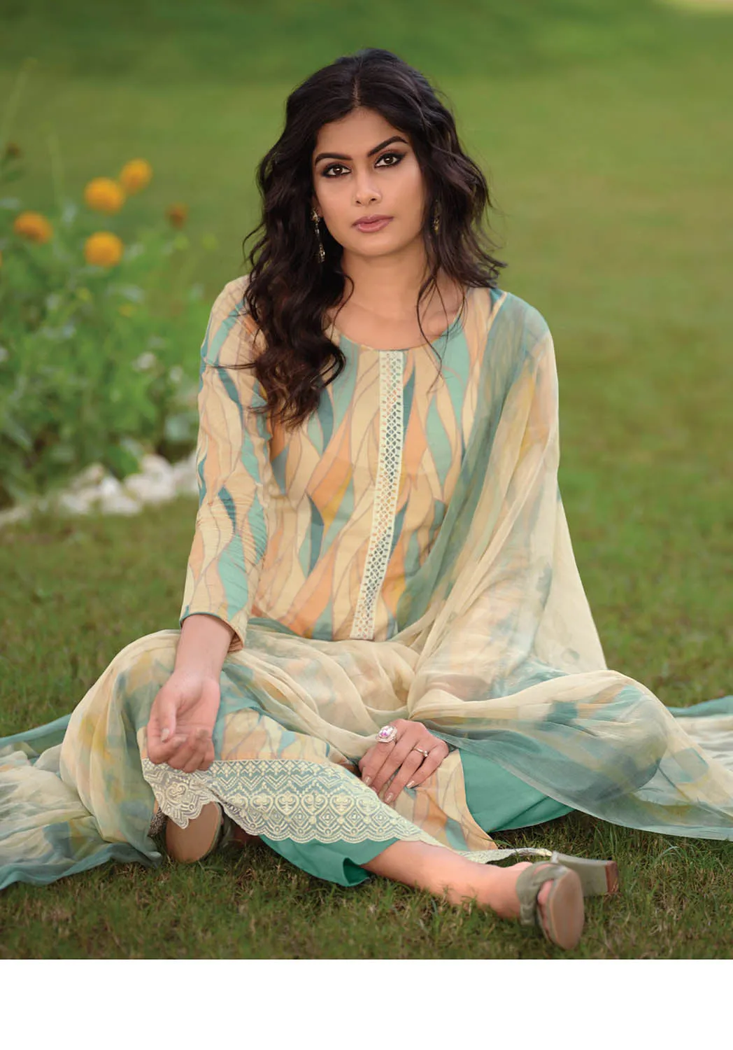 Kilory Lawn Cotton Unstitched Women Suit Material with Dupatta