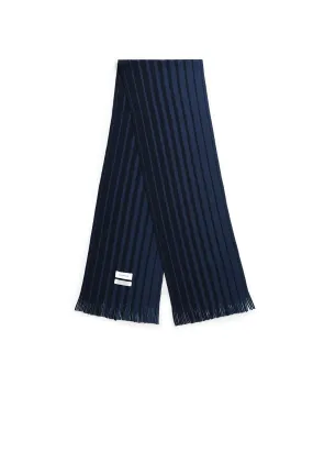 KNIT MERINO WOOL SCARF NAVY STRIPE