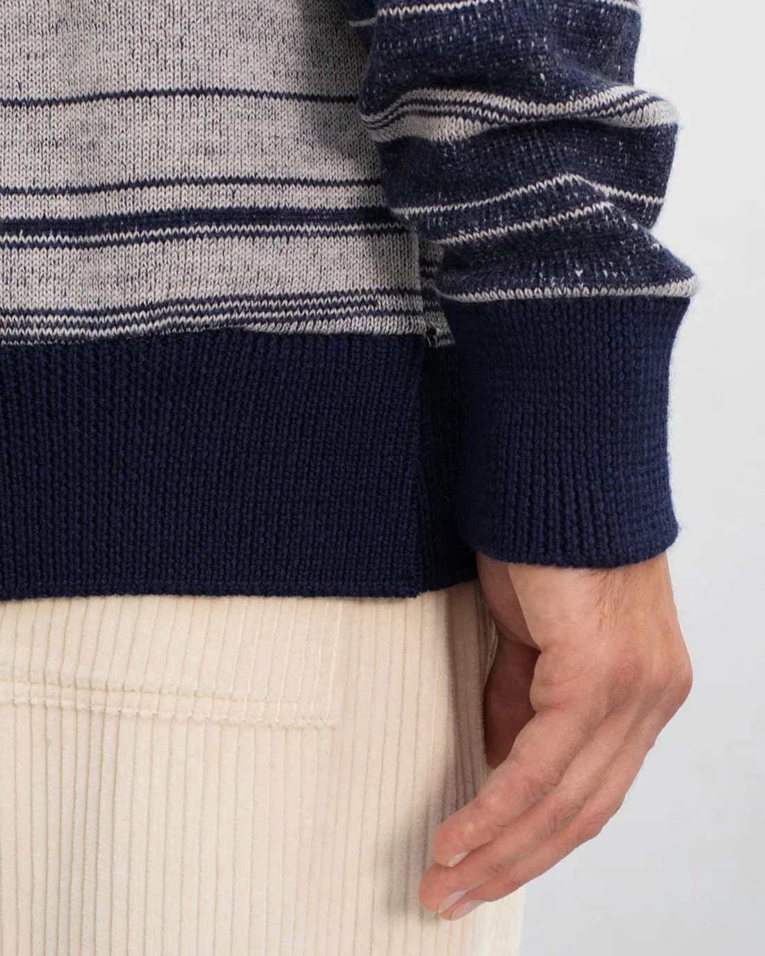 Knit Merino Wool Shirt Blue Stripe