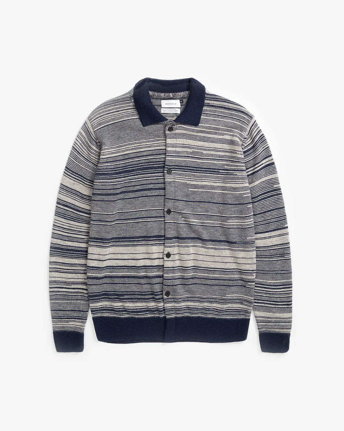 Knit Unisex Merino Wool Shirt Blue Stripe