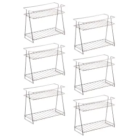 Kuber Industries (Set of 6) Multipurpose Counter Top Spice Rack Trolley Organizer 2-Layer Stainless Steel Corner Stand for Kitchen | Silver