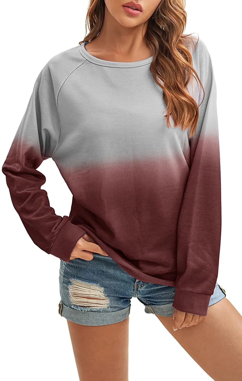 LAMISSCHE Womens Crewneck Long Sleeve Sweatshirt Casual Solid Pullover Lightweight Tops