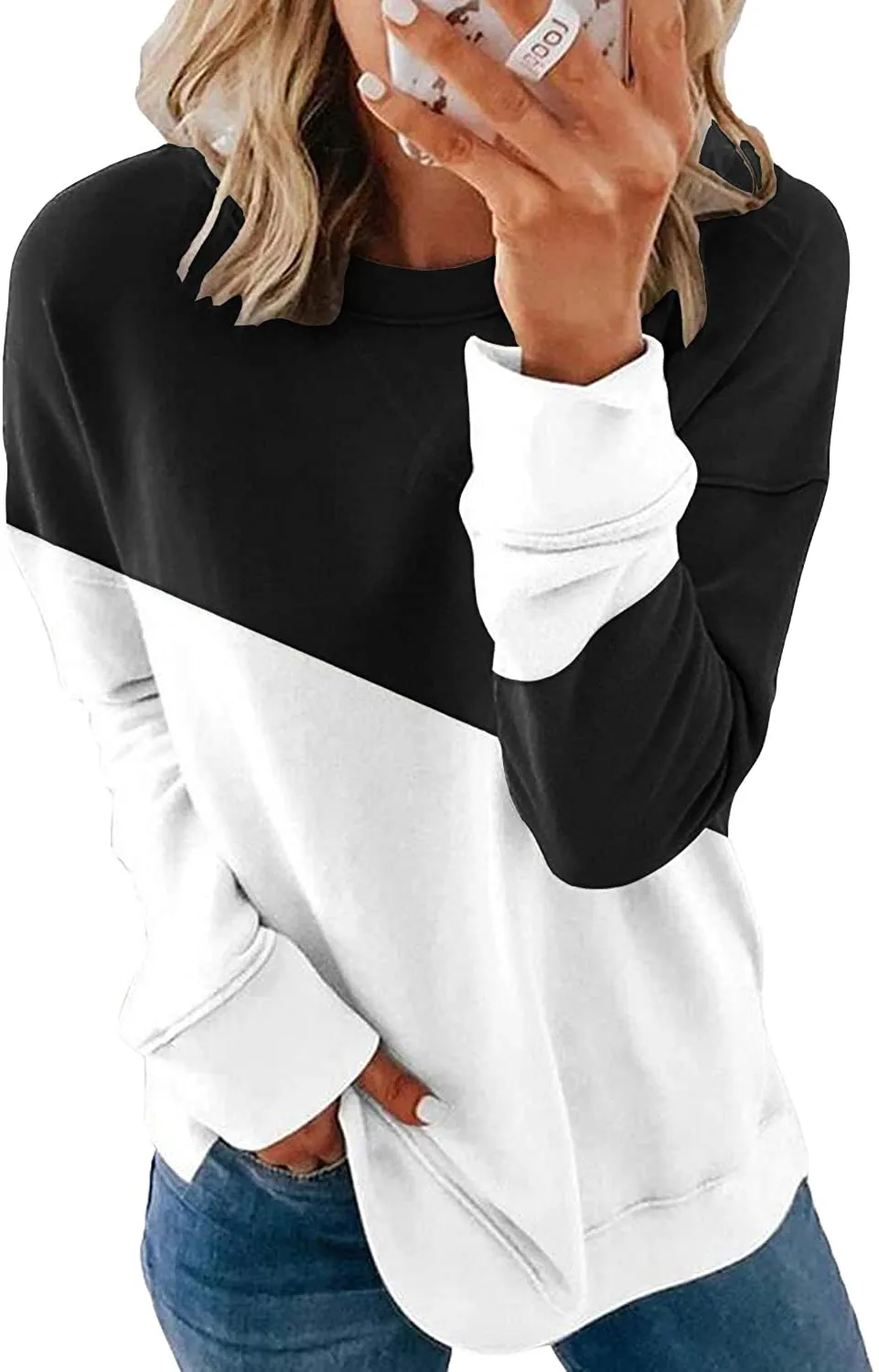 LAMISSCHE Womens Crewneck Long Sleeve Sweatshirt Casual Solid Pullover Lightweight Tops