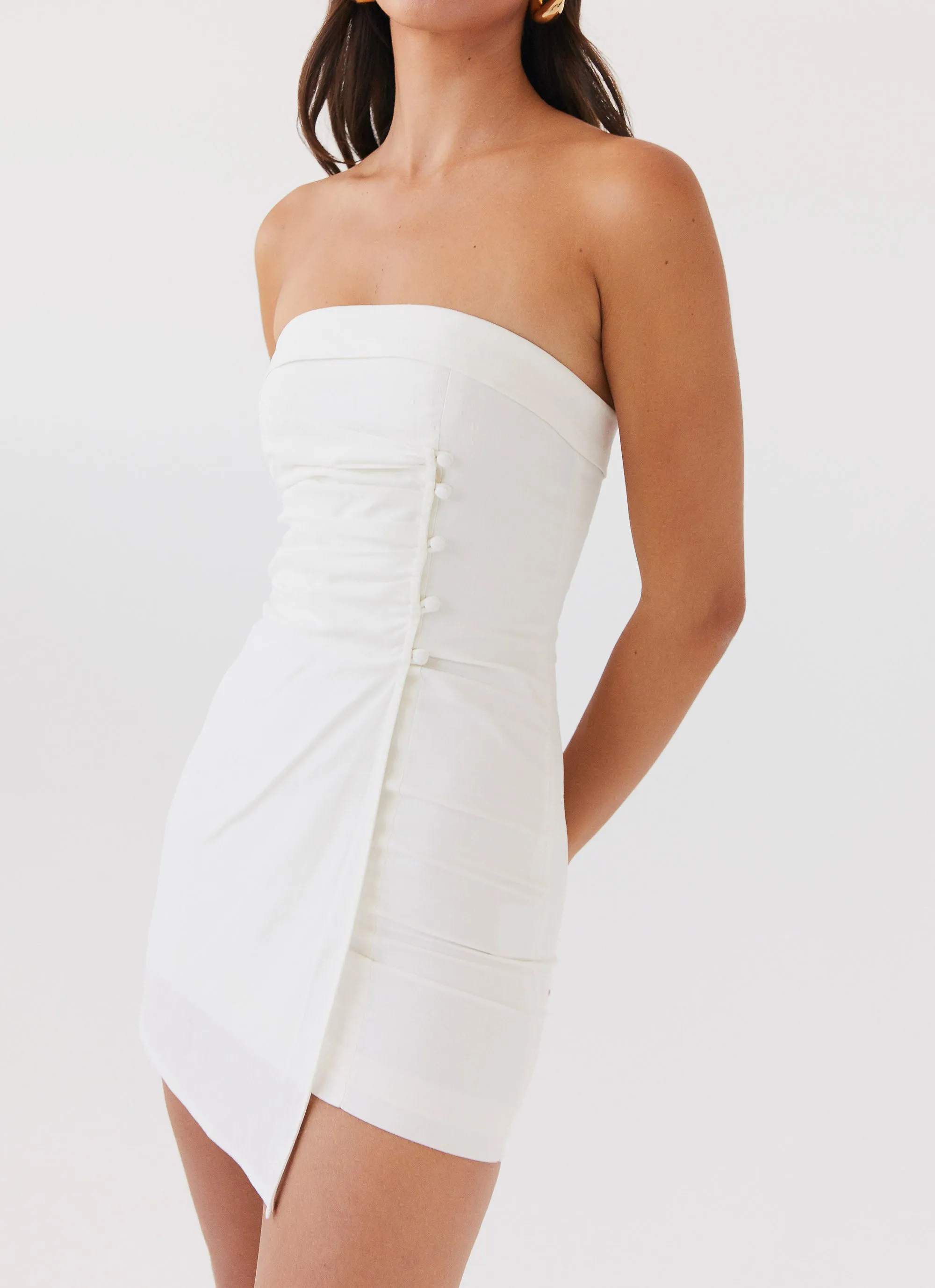 Lavinia Linen Tube Mini Dress - White