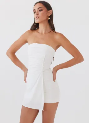 Lavinia Linen Tube Mini Dress - White