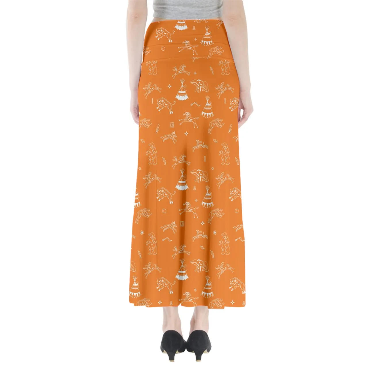 Ledger Dabbles Orange Full Length Maxi Skirt