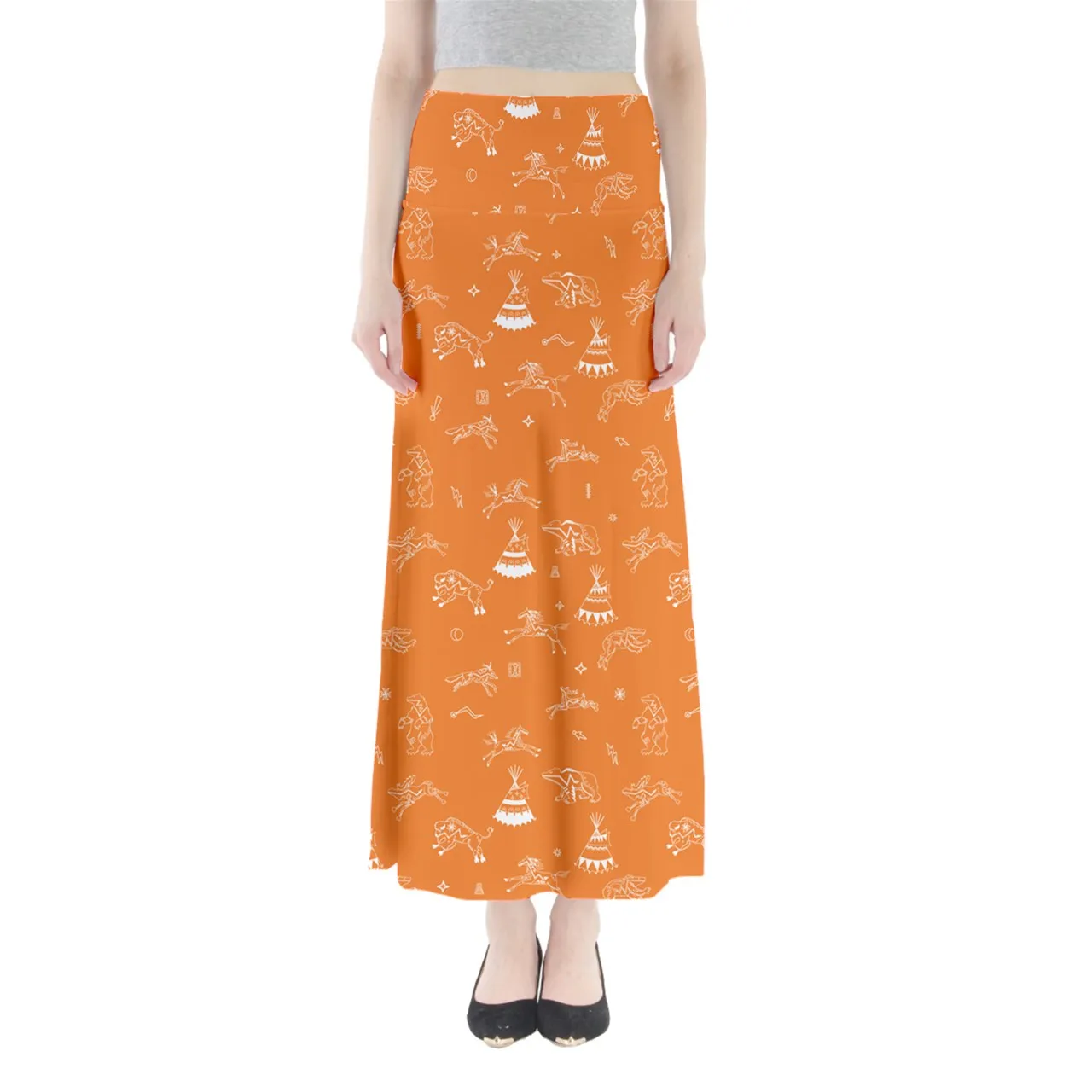 Ledger Dabbles Orange Full Length Maxi Skirt