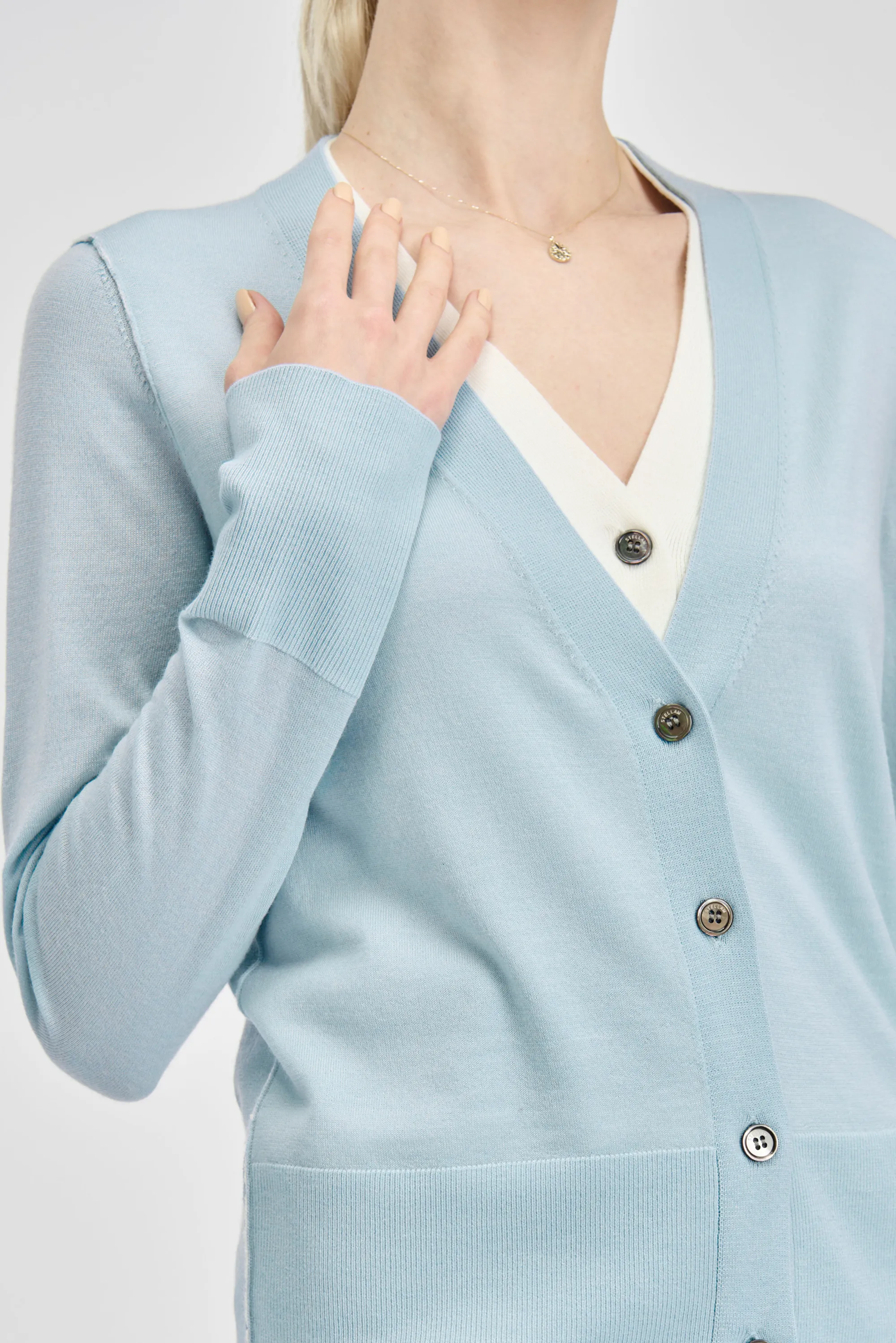 LEMAIRE wool double layer cardigan (Blue)