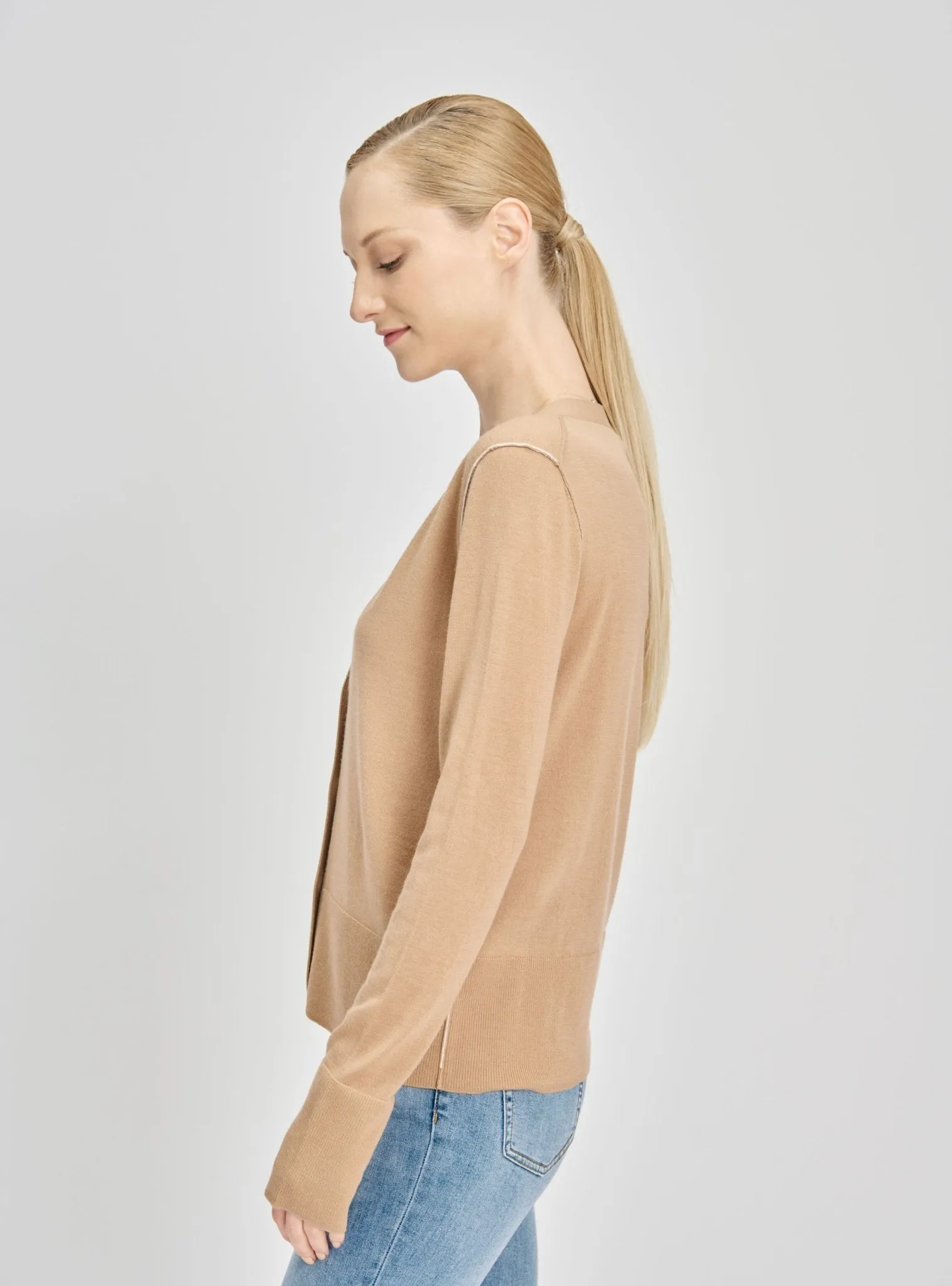 LEMAIRE wool double layer cardigan (Milktea)