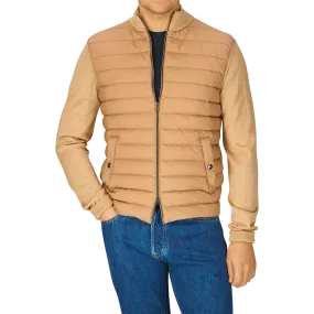 Light Camel Wool Silk Nylon Padded Jacket