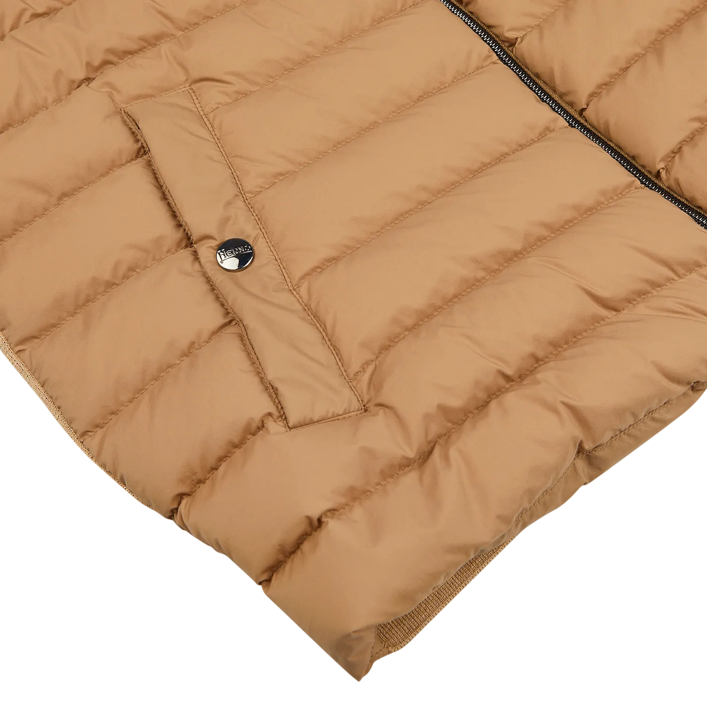 Light Camel Wool Silk Nylon Padded Jacket