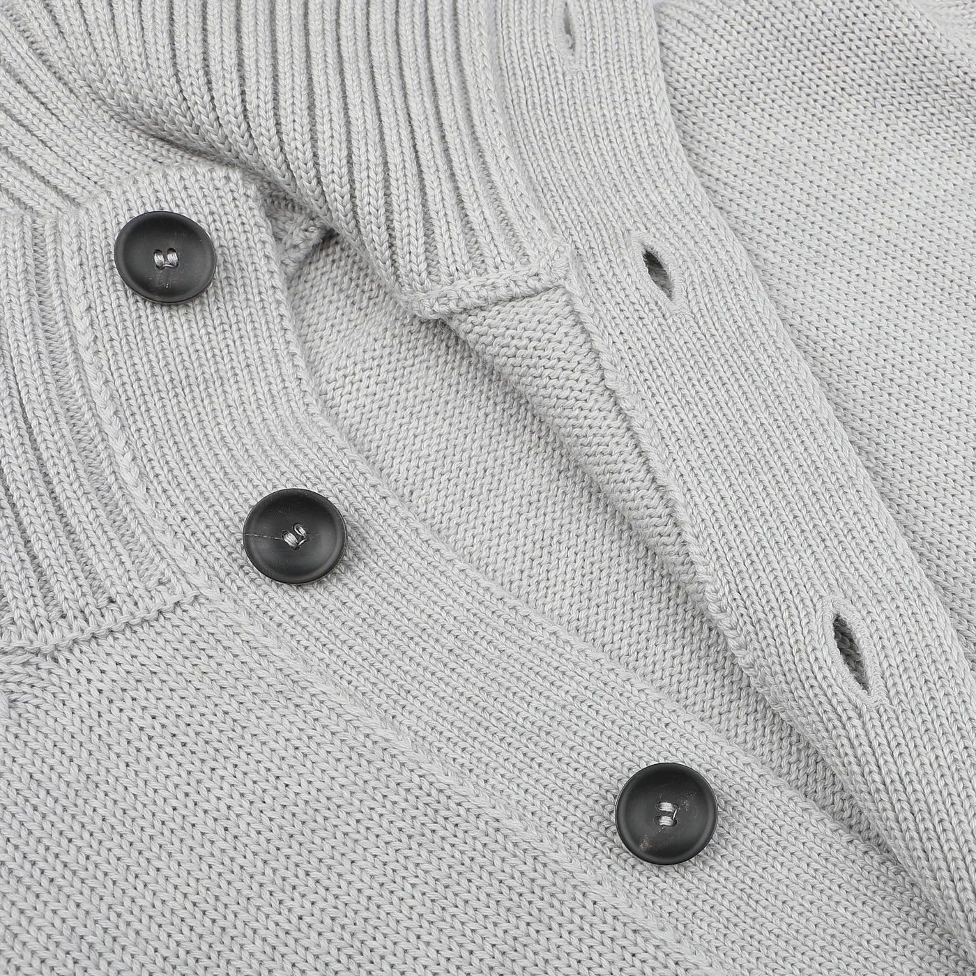 Light Grey Merino Wool Button Cardigan