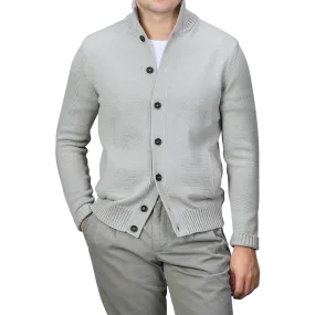 Light Grey Merino Wool Button Cardigan