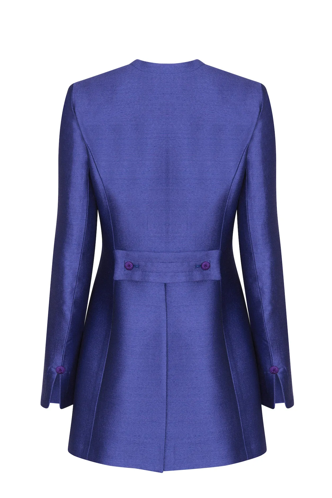 Long Jacket in Purple/Royal Plain Brocade - Serena