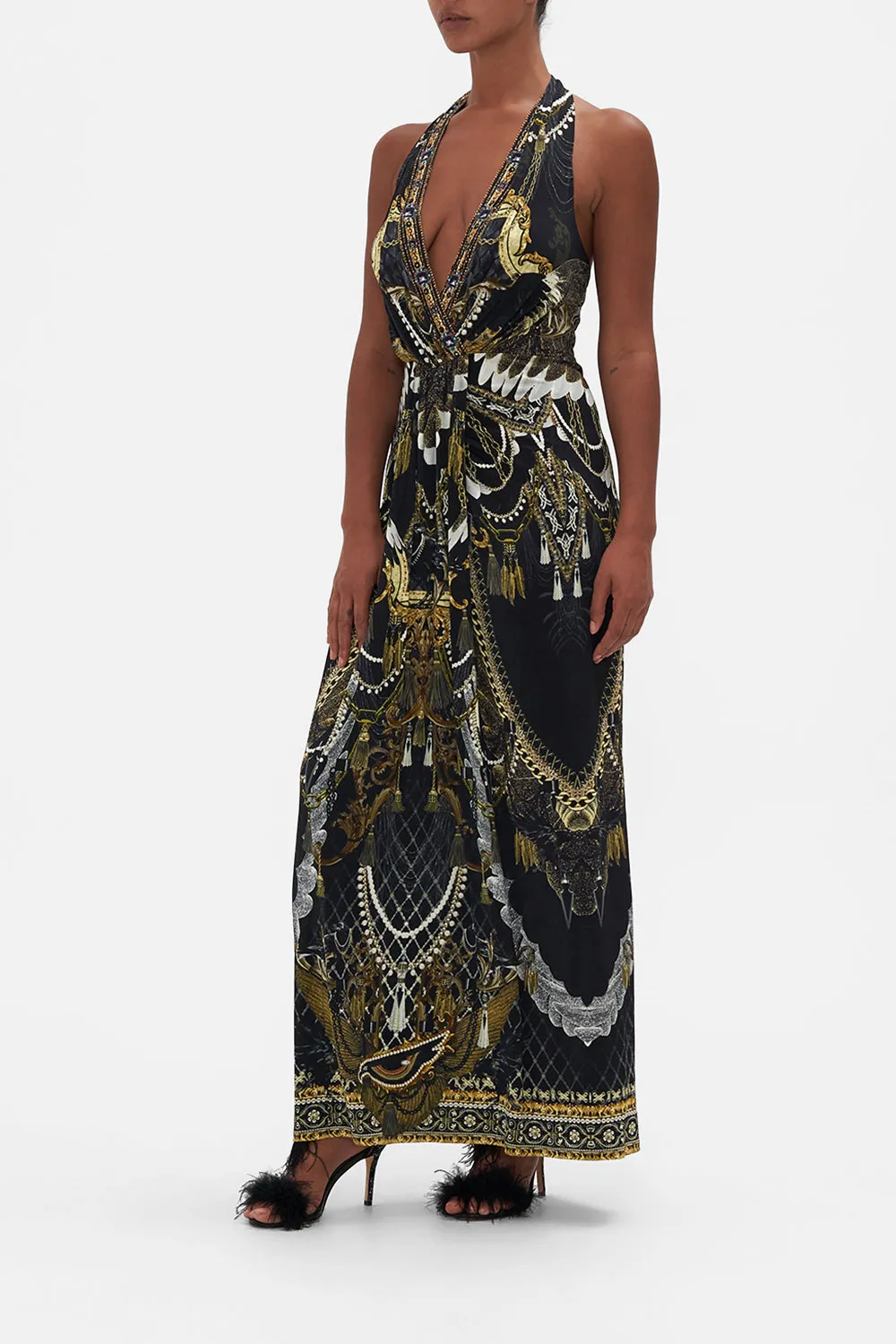 LONG JERSEY HALTER DRESS RAVIN RAVEN