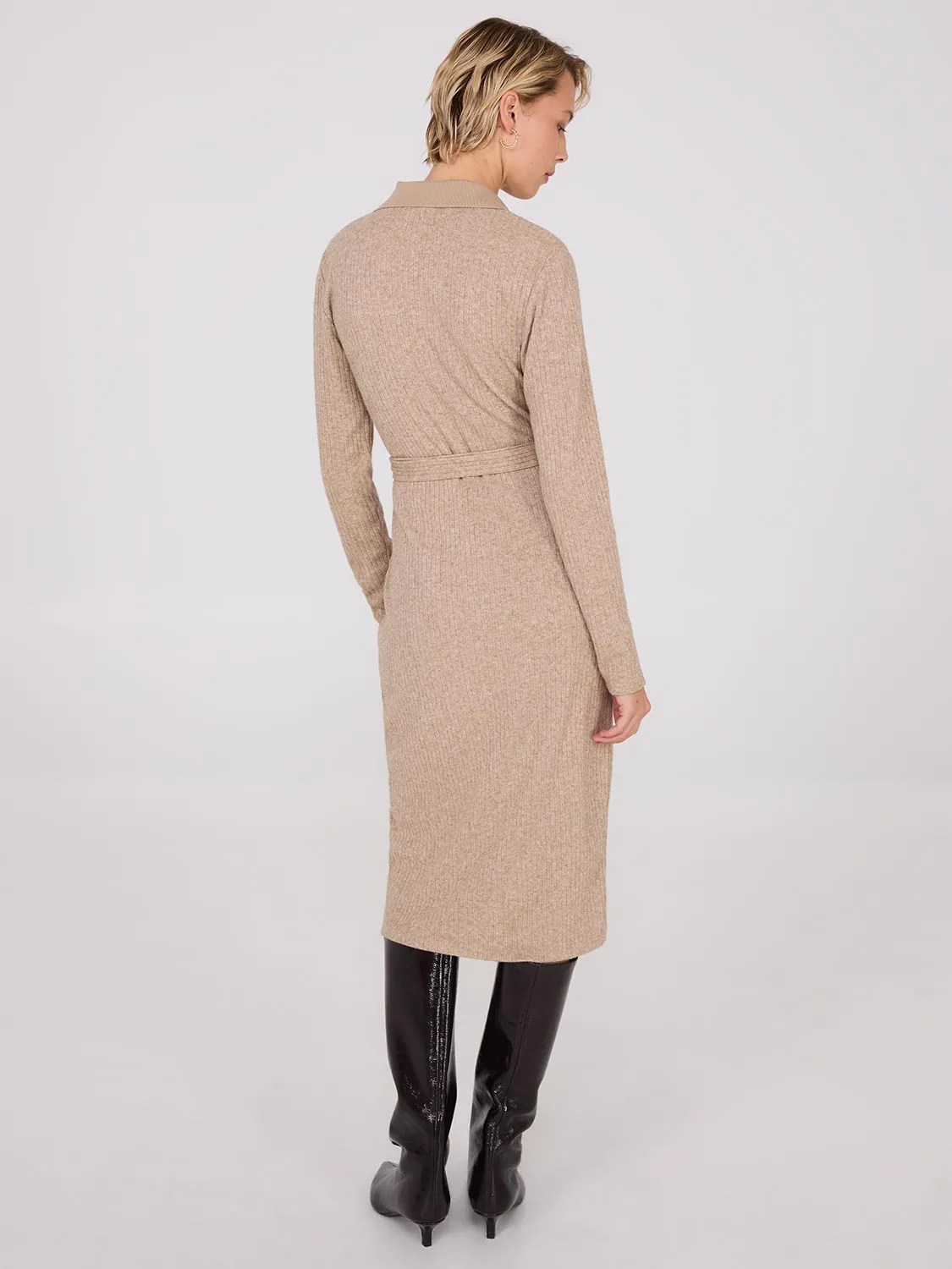 Long Sleeve Ribbed Midi Dress