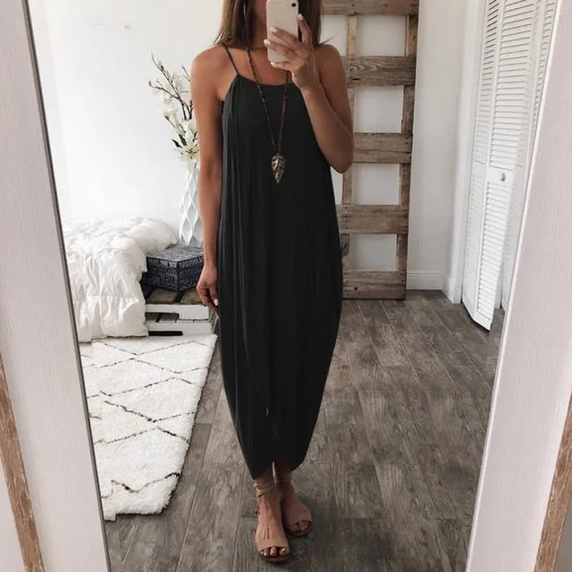 Loose Straps Sleeveless Dress Elegant  Casual