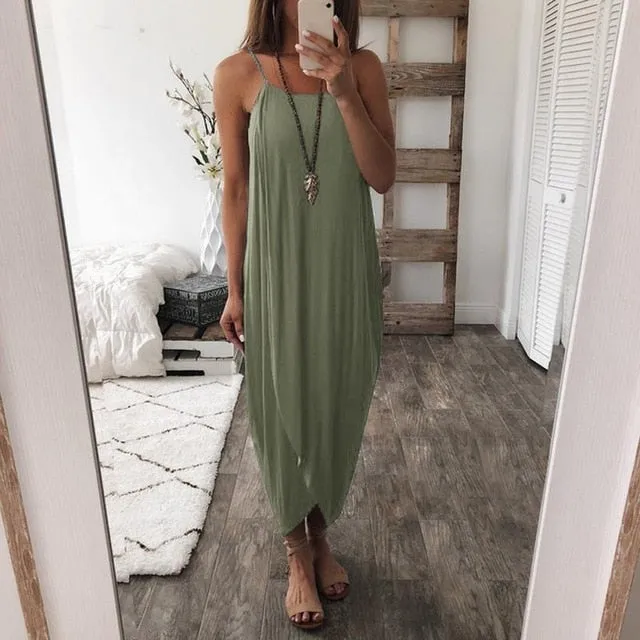 Loose Straps Sleeveless Dress Elegant  Casual