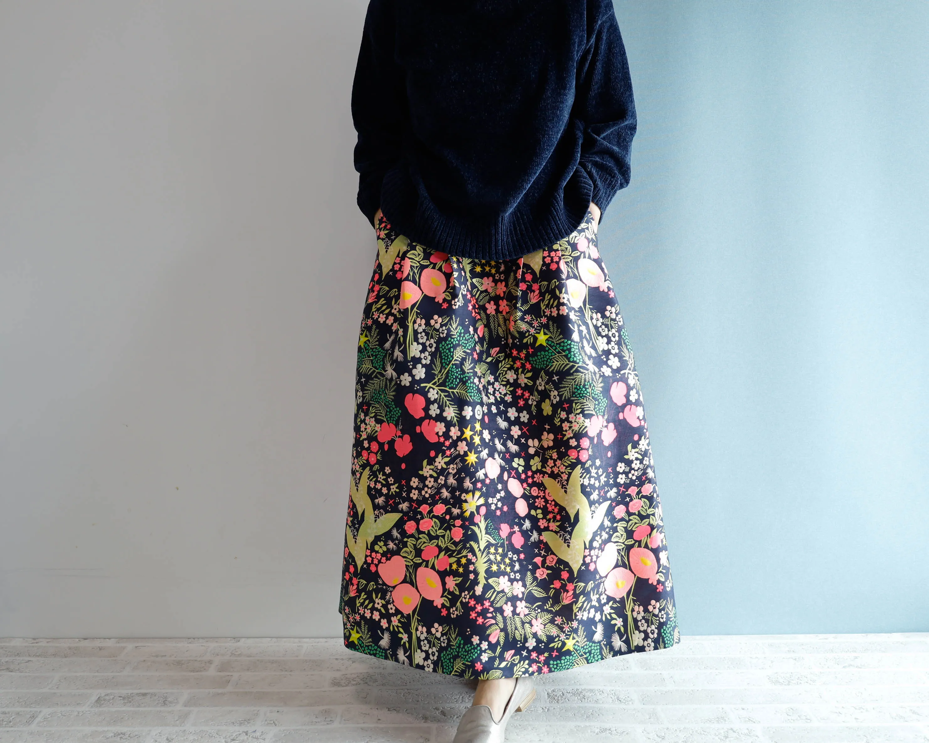 <S17A90> CRAZY WOVEN Skirt  -Length 90cm