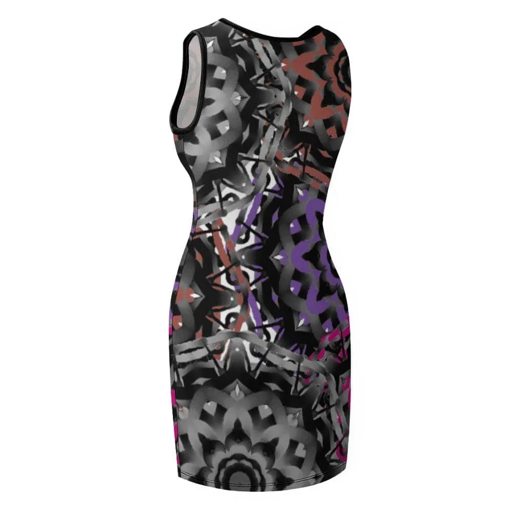 Mandala Graffiti Temperament Slim Fit Sleeveless Tank Dress