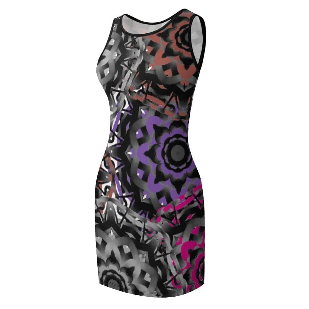 Mandala Graffiti Temperament Slim Fit Sleeveless Tank Dress