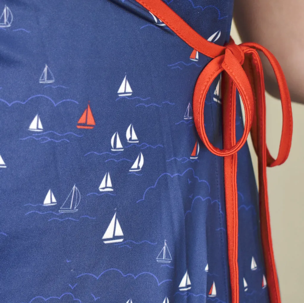 Marina Sailboats Wrap Dress