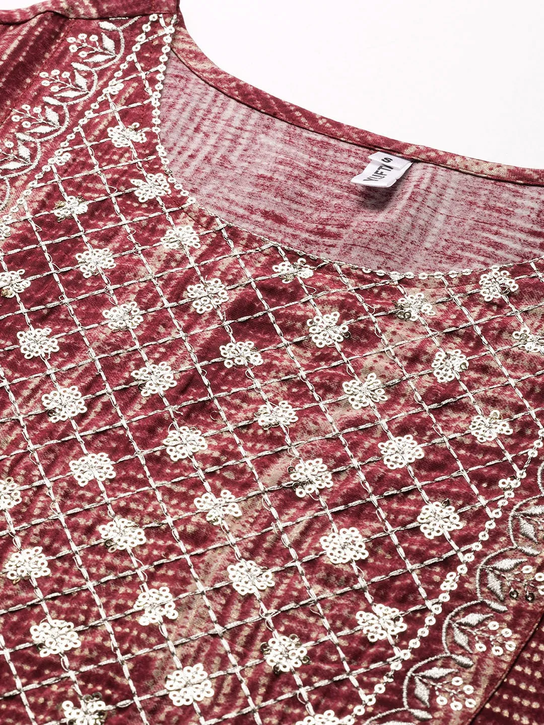 Maroon Sequinned Dupatta Set