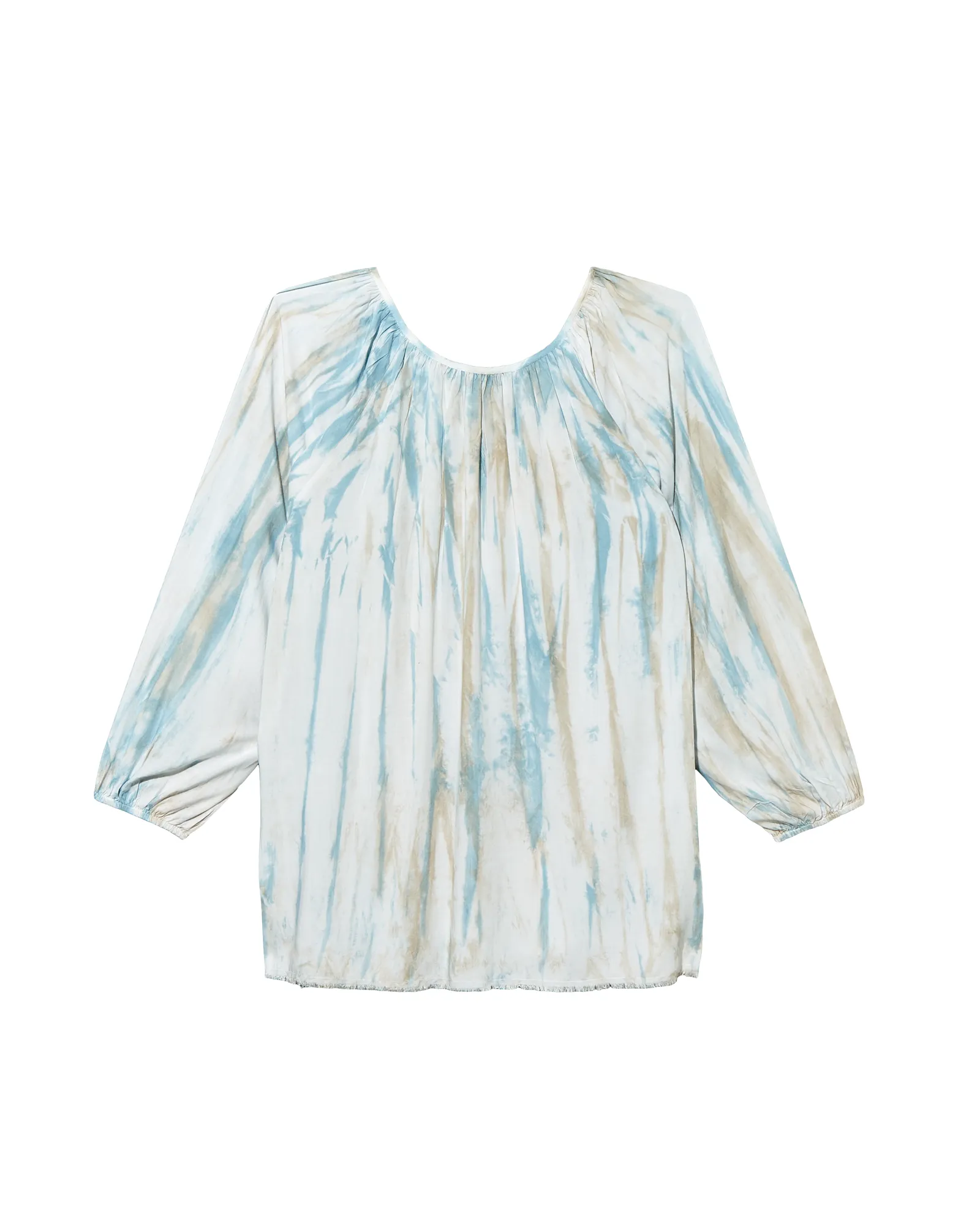 Maya Tie-Neck Blouse | Light Blue / White