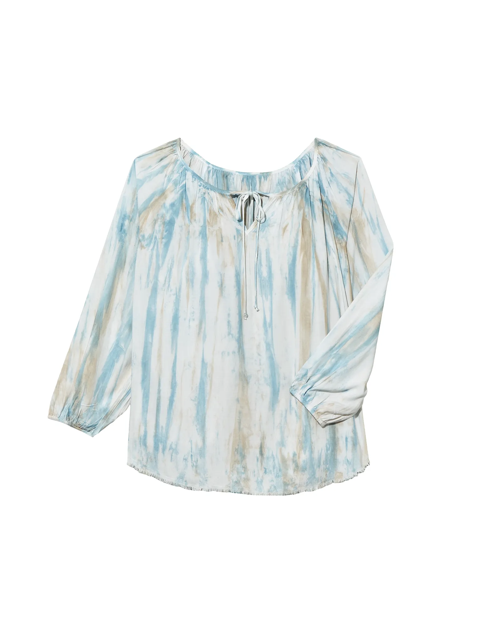 Maya Tie-Neck Blouse | Light Blue / White