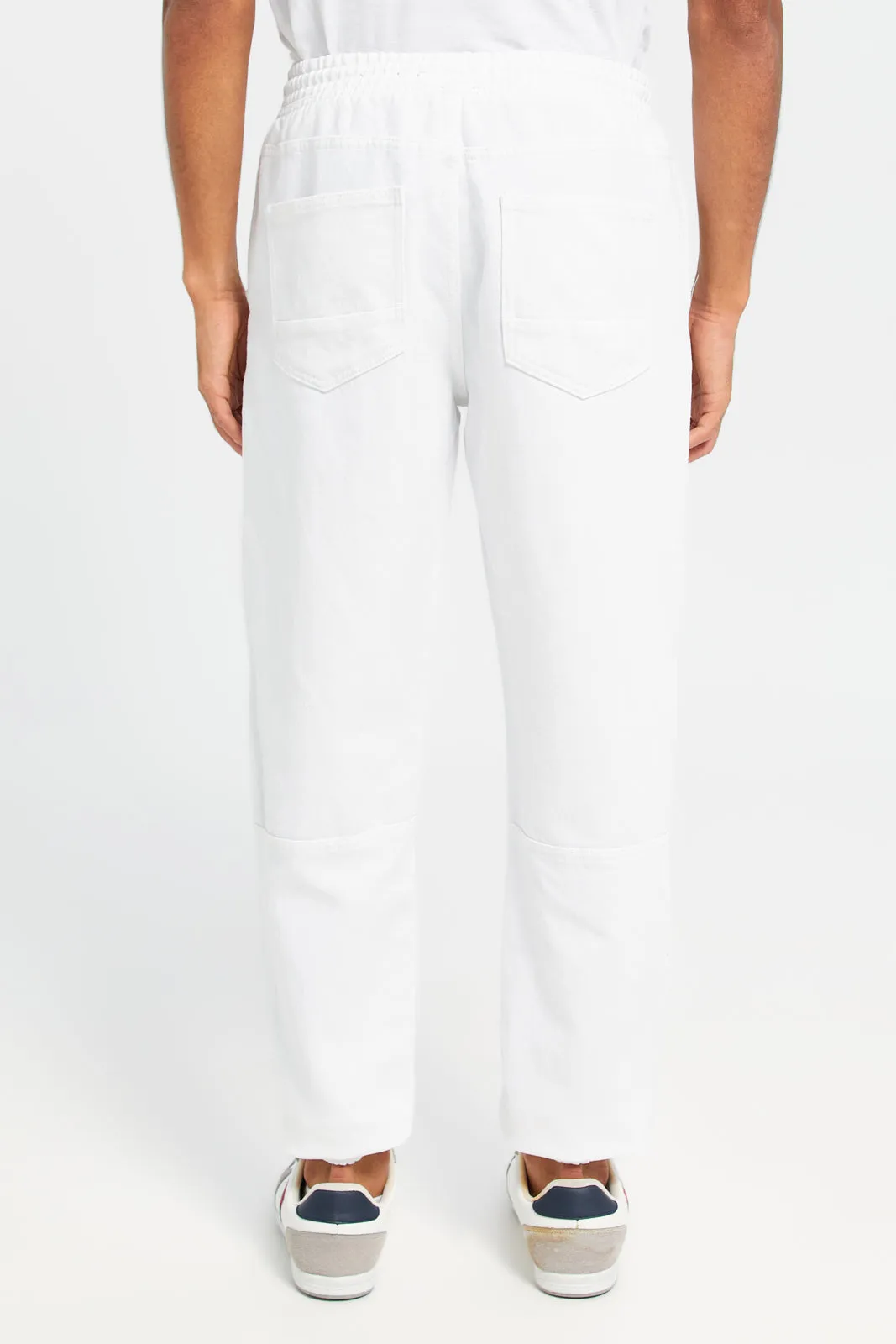 Men White Denim Joggers